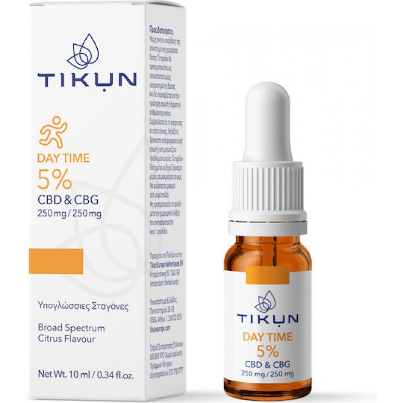 Tikun Day Time CBD 250mg & CBG 250mg Έλαιο Κάνναβης σε Σταγόνες με Γεύση Citrus 10ml