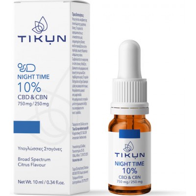 Tikun Night Time CBD 750mg & CBN 250mg Έλαιο Κάνναβης σε Σταγόνες 1000mg με Γεύση Citrus 10ml