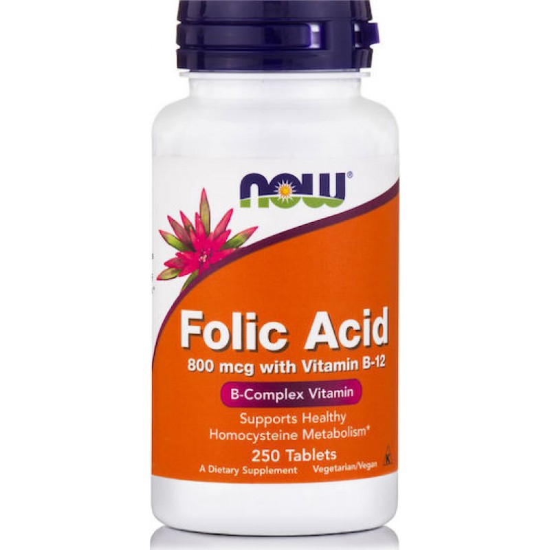 Now Foods Folic Acid Βιταμίνη για την Υγεία του Νευρικού Συστήματος 800mcg 250 ταμπλέτες Now Foods Folic Acid Βιταμίνη για την Υγεία του Νευρικού Συστήματος 800mcg 250 ταμπλέτες