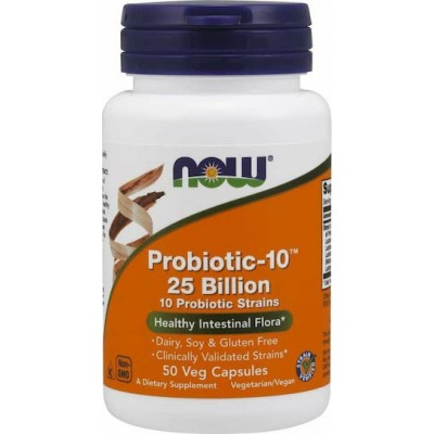 Now Foods Probiotic-10 25 Billion Συμπλήρωμα με Προβιοτικά 50 φυτικές κάψουλες
