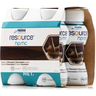 Nestle Resource HP/HC Χωρίς Γλουτένη & Λακτόζη με Γεύση Σοκολάτα 4x200ml