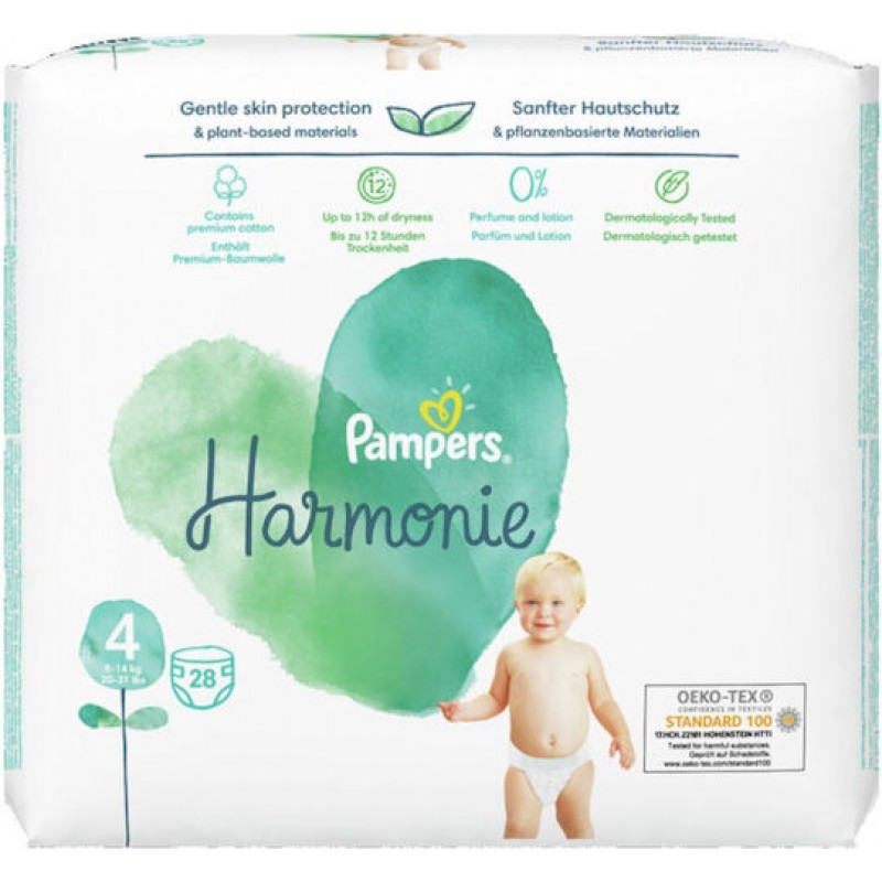 Pampers Πάνες με Αυτοκόλλητο Harmonie No. 4 για 9-14kg 28τμχ