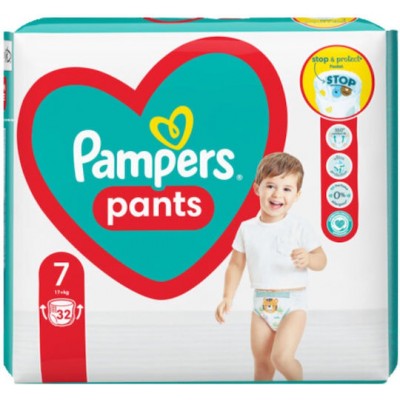 Pampers Πάνες Βρακάκι Pants No. 7 για 17+kg 32τμχ