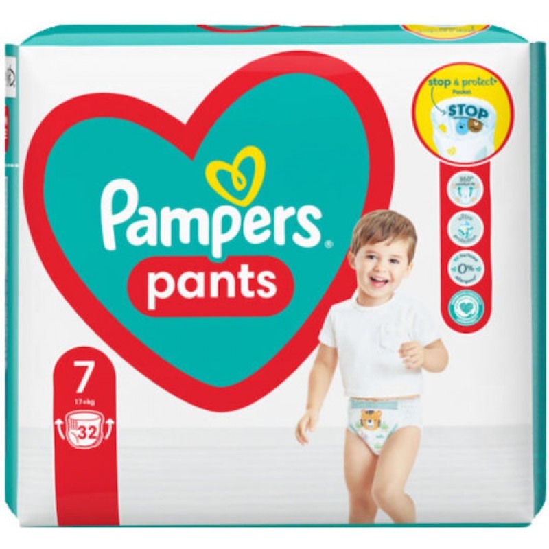 Pampers Πάνες Βρακάκι Pants No. 7 για 17+kg 32τμχ