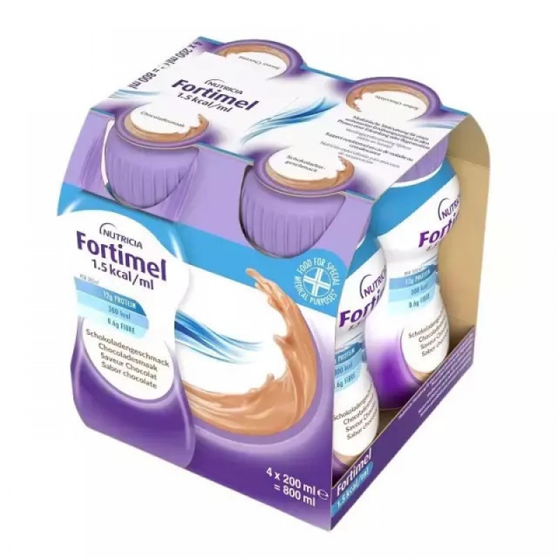 Nutricia Fortimel 1.5kcal Ειδικό Συμπλήρωμα Διατροφής 4 x 200ml Σοκολάτα