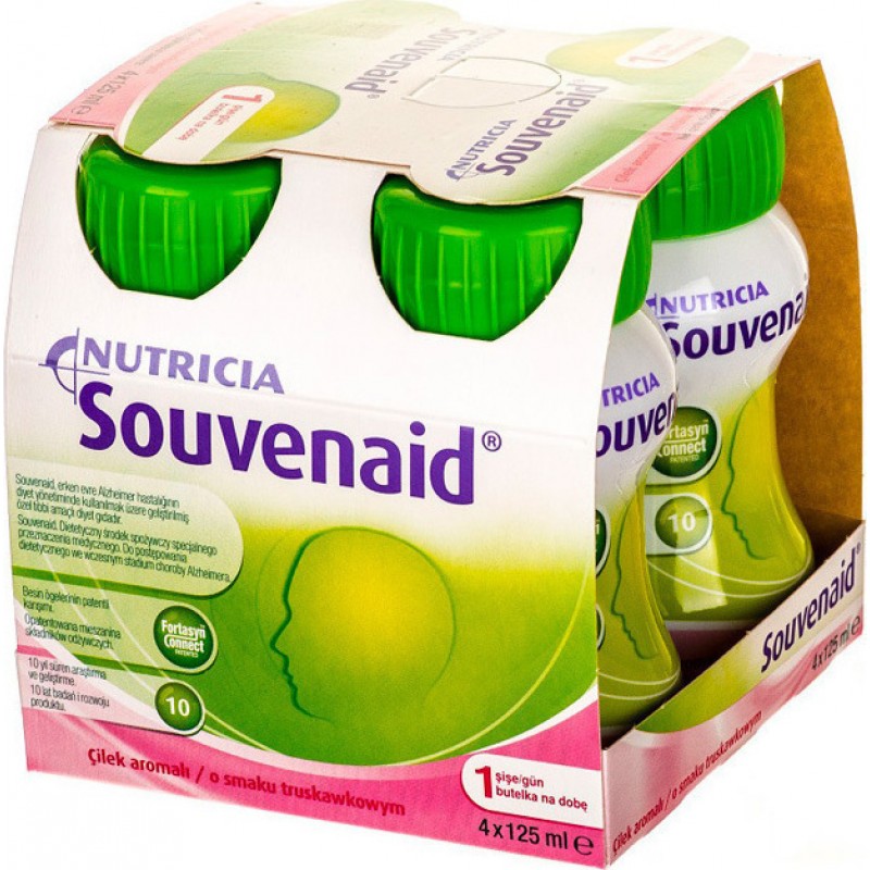 Nutricia Souvenaid Συμπλήρωμα για την Μνήμη & τη Συγκέντρωση 4 x 125ml Φράουλα