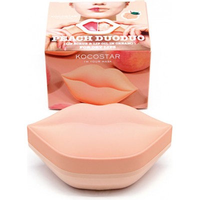 Kocostar Peach Duoduo, Scrub & Κρέμα Περιποίησης Για Απαλά & Ενυδατωμένα Χείλη 43ml [23ml/20ml]