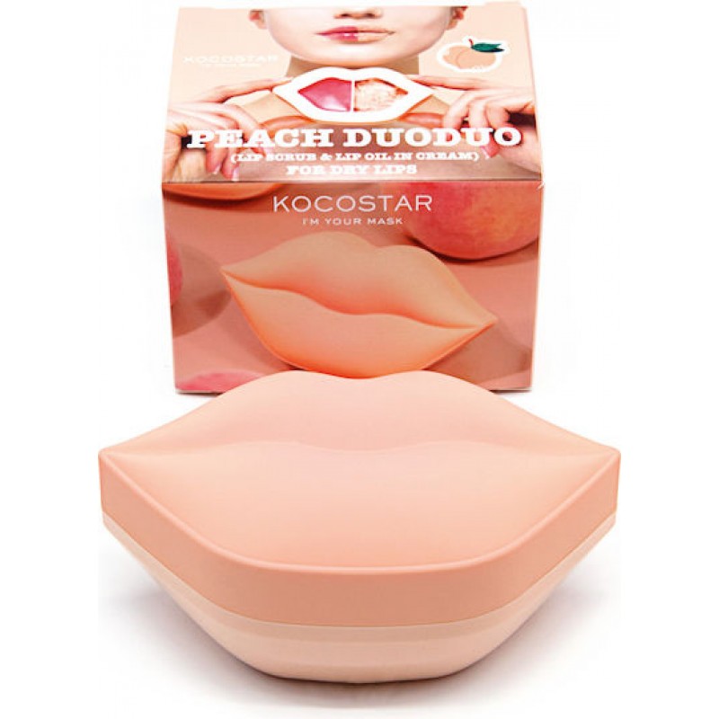 Kocostar Peach Duoduo, Scrub & Κρέμα Περιποίησης Για Απαλά & Ενυδατωμένα Χείλη 43ml [23ml/20ml]