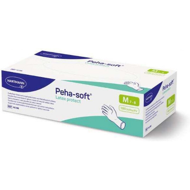 PEHA-SOFT Γάντια Latex Protect Χωρίς Πούδρα Medium 100τμχ
