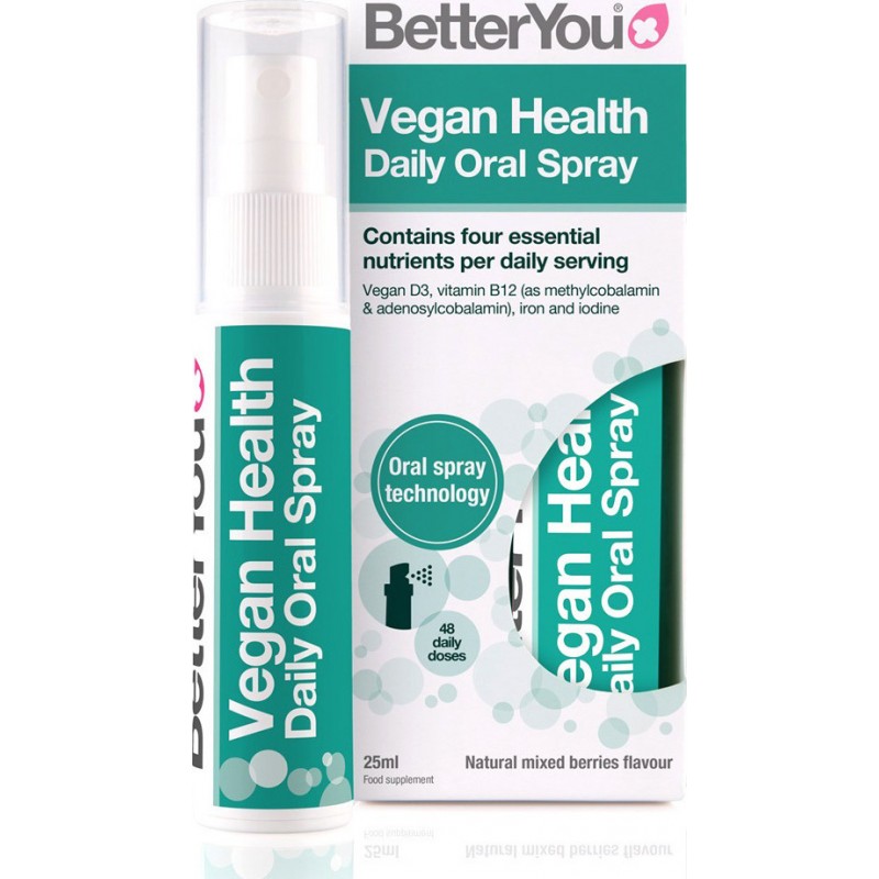 BetterYou Vegan Health Daily Oral Spray Βιταμίνη για Ενίσχυση του Ανοσοποιητικού & την Υγεία των Οστών Mixed Berries 25ml