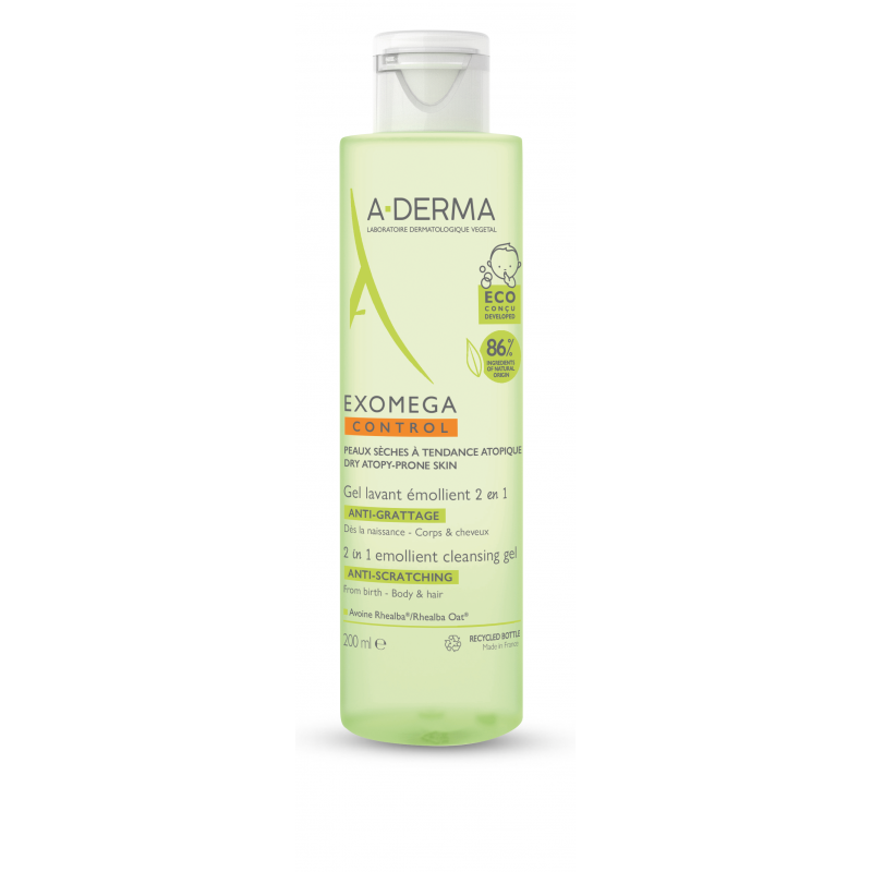 A-Derma Exomega Control Gel Καθαρισμού για Σώμα/Μαλλιά - Ατοπικό Δέρμα 200ml