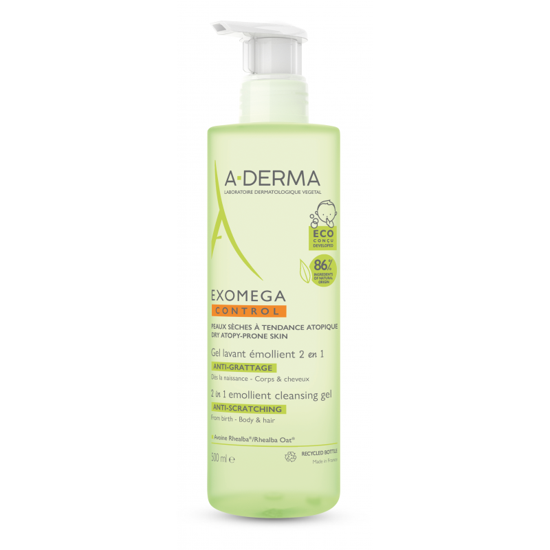 A-Derma Exomega Control Gel Καθαρισμού για Σώμα/Μαλλιά - Ατοπικό Δέρμα 500ml (Αντλία)
