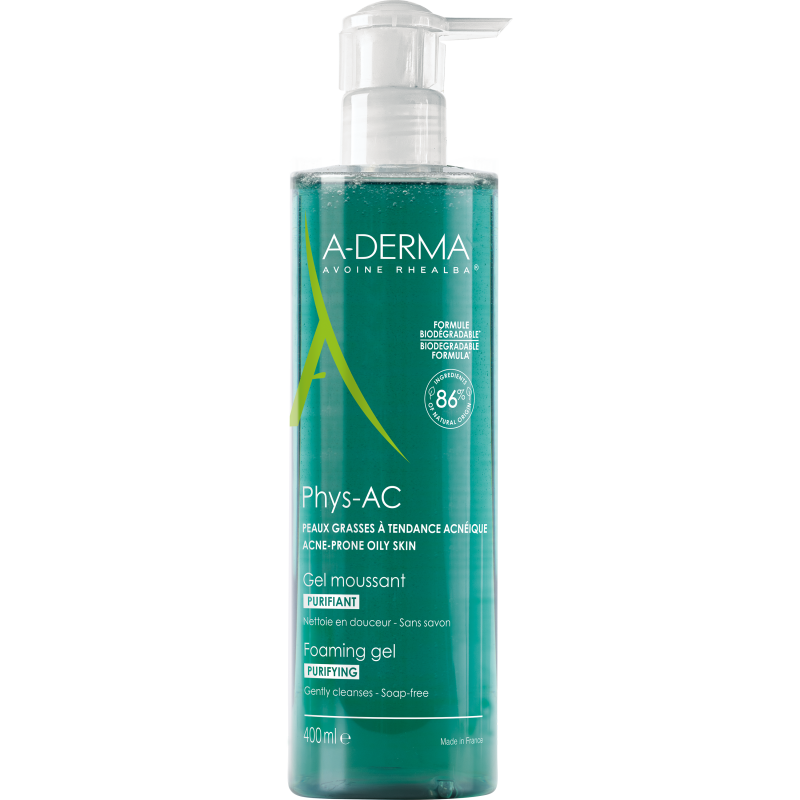 A-Derma Phys-AC Gel Καθαρισμού για Δέρμα με Τάση Ακμής 400ml
