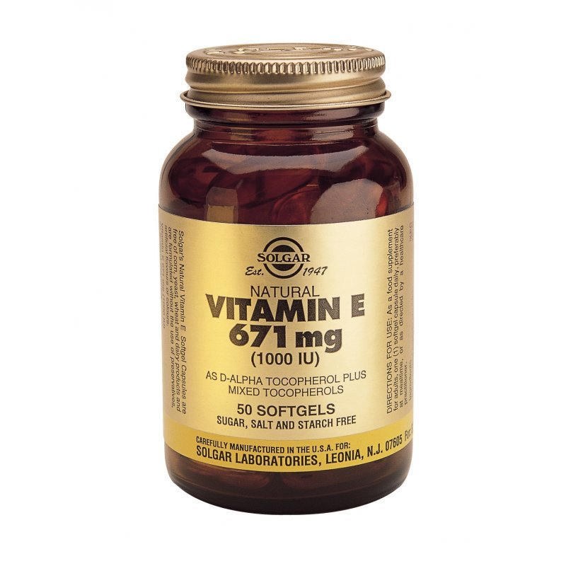 SOLGAR Vitamin E 1000 IU, 50 μαλακές κάψουλες