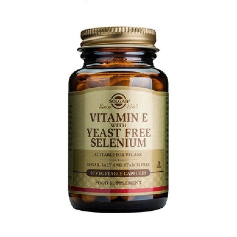 SOLGAR Vitamin E with Yeast Free Selenium, 50 φυτοκάψουλες