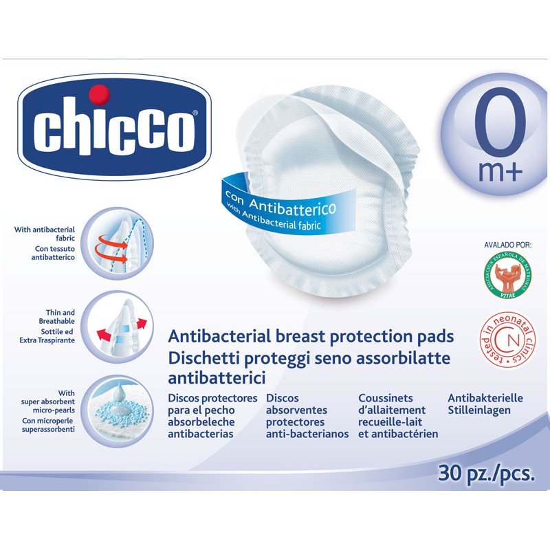 CHICCO - Επιθέματα Στήθους Αντιβακτηριακά - 30 τεμάχια