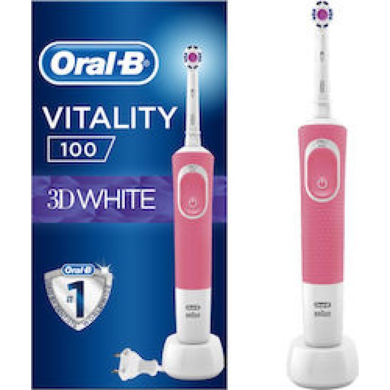 ORAL-B  Vitality 100 3D White Επαναφορτιζόμενη Ηλεκτρική Οδοντόβουρτσα Ρόζ 1Τμχ.