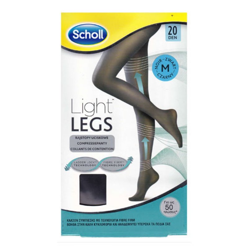 Scholl Light Legs 20 Den Size Medium Black (Καλσόν Διαβαθμισμένης Συμπίεσης με Τεχνολογία Fibre Firm - Μαύρο Χρώμα)