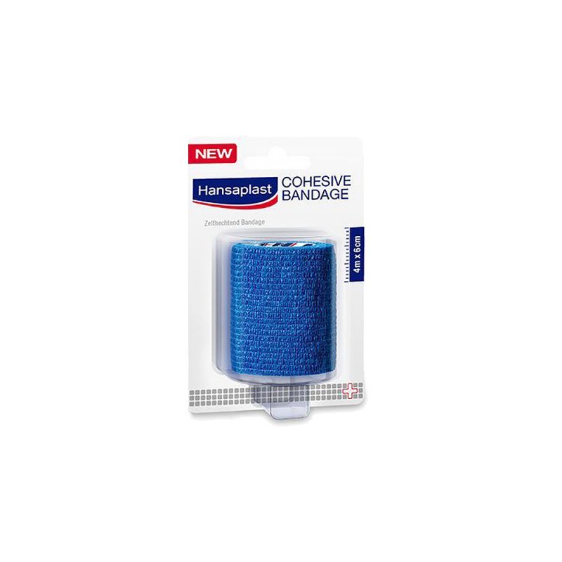 HANSAPLAST  Cohesive Bandage 4mx6cm (Μπλε Επίδεσμος Τραυμάτων & Στήριξη Αρθρώσεων)