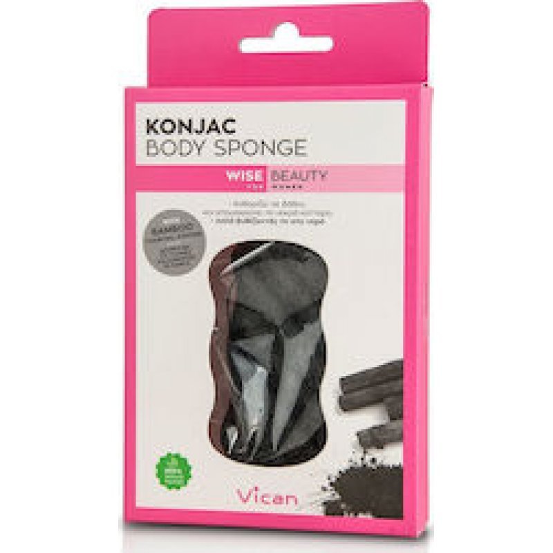 VICAN KONJAC Body Sponge with Bamboo Charcoal Powder - 1τεμ.