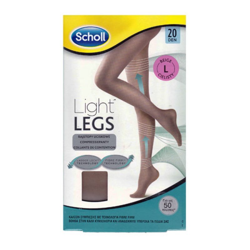 Scholl Light Legs 20 Den Size Large Beige (Καλσόν Διαβαθμισμένης Συμπίεσης με Τεχνολογία Fibre Firm - Μπεζ Χρώμα)