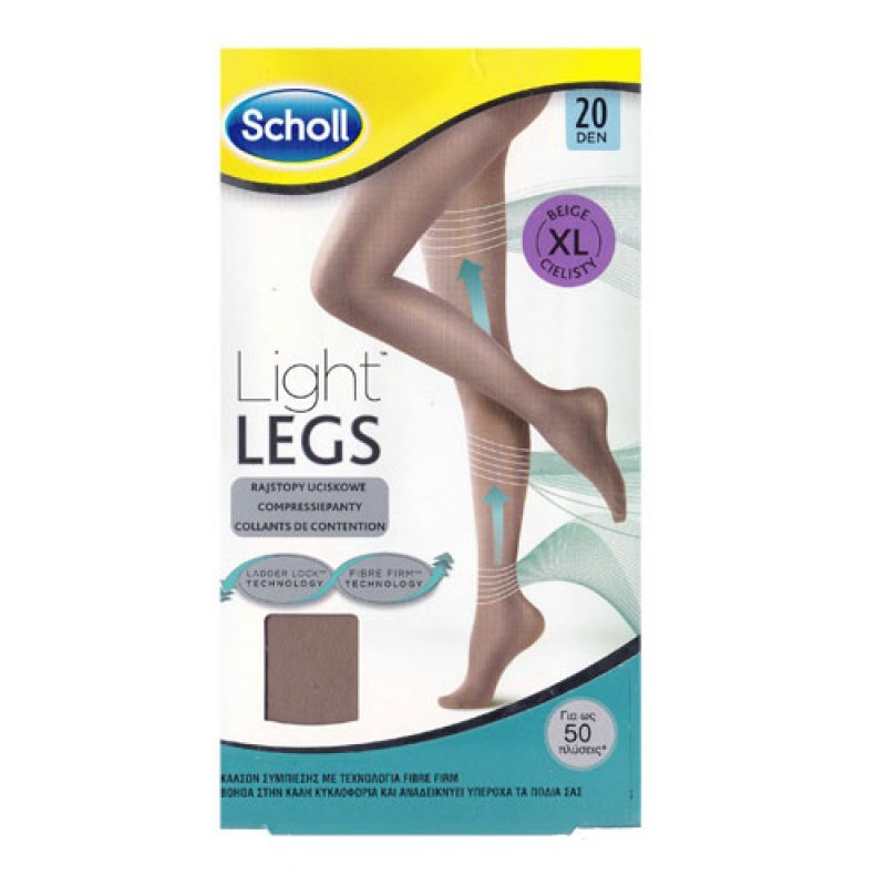 Scholl Light Legs 20 Den Size XL Beige (Καλσόν Διαβαθμισμένης Συμπίεσης με Τεχνολογία Fibre Firm - Μπεζ Χρώμα)