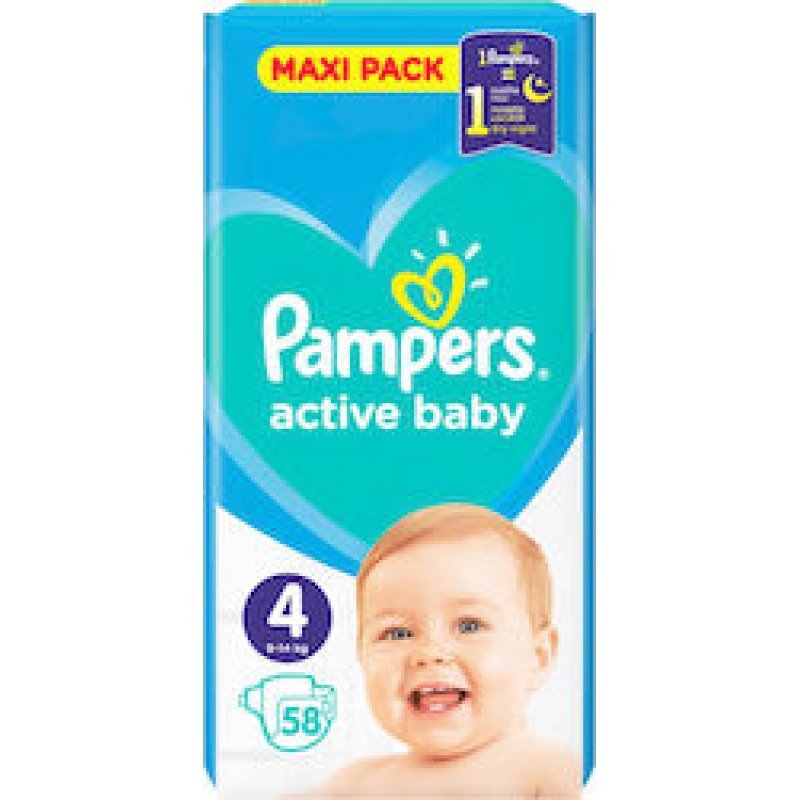 ACTIVE  Active Baby Maxi Pack Νο 4 (9-14kg) 58τμχ