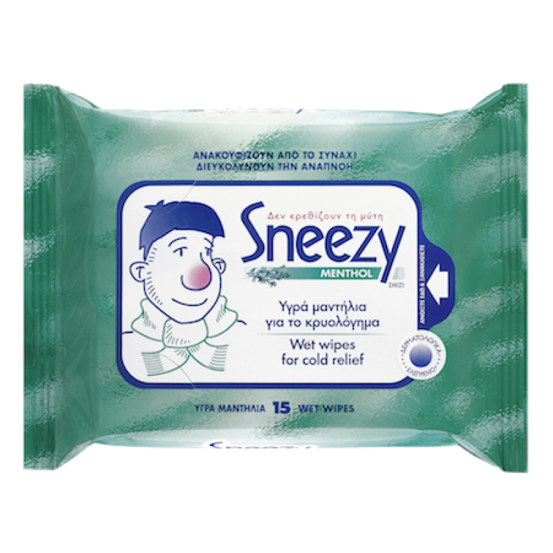 Sneezy Υγρά μαντηλάκια για Κρυολόγημα 15τμχ.