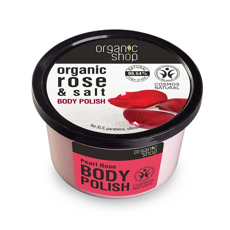 NATURA SIBERICA Organic Shop Body polish Rose and Salt , Scrub σώματος , Τριαντάφυλλο και Αλάτι , 250ml.