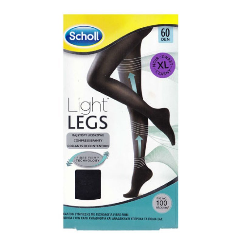 Scholl Light Legs 60 Den Size XL Black (Καλσόν Διαβαθμισμένης Συμπίεσης με Τεχνολογία Fibre Firm - Μαύρο Χρώμα)