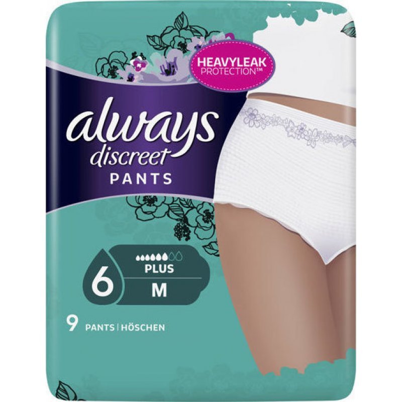 Always Discreet Pants Plus Medium 6,Εσώρουχο Ακράτειας 9 τεμάχια