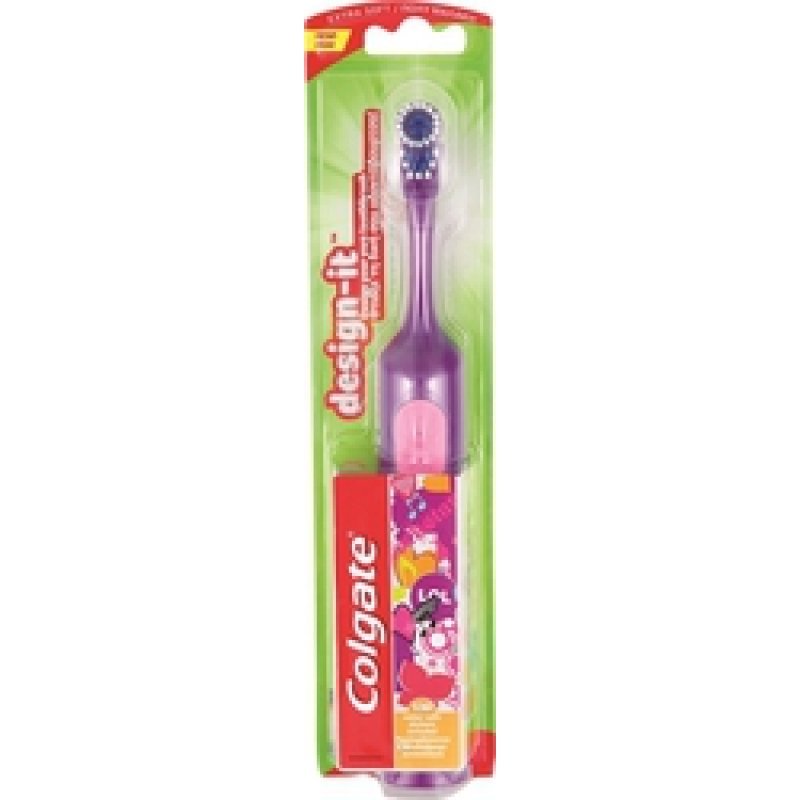 COLGATE Design-it 5+ Παιδική Οδοντόβουρτσα με Μπαταρίες (πράσινο,ρόζ,μώβ,μπλέ)
