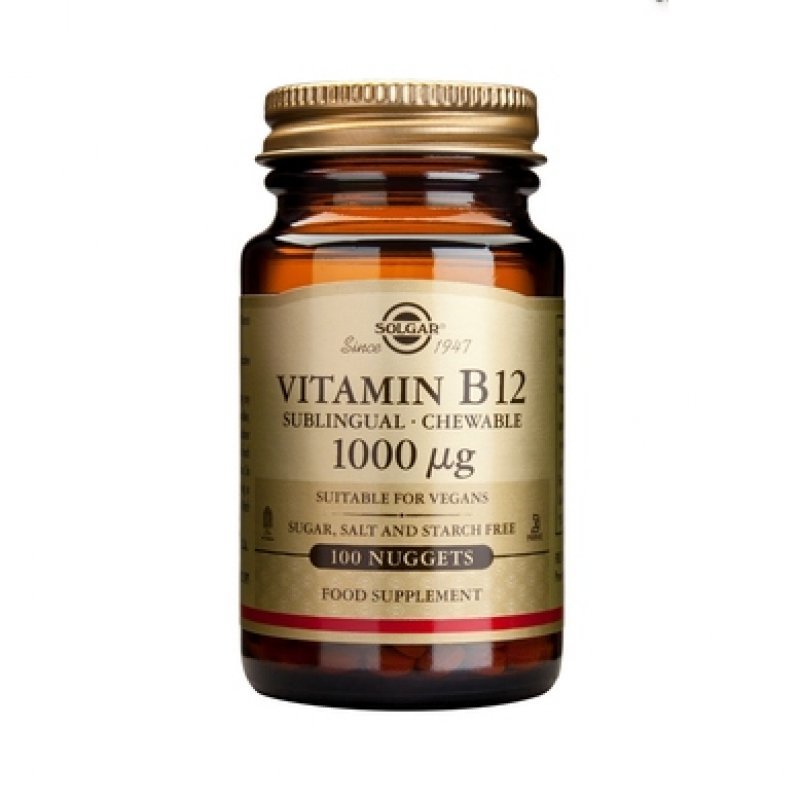 SOLGAR Vitamin B-12 1000mg Nuggets 100 υπογλώσσιες ταμπλέτες