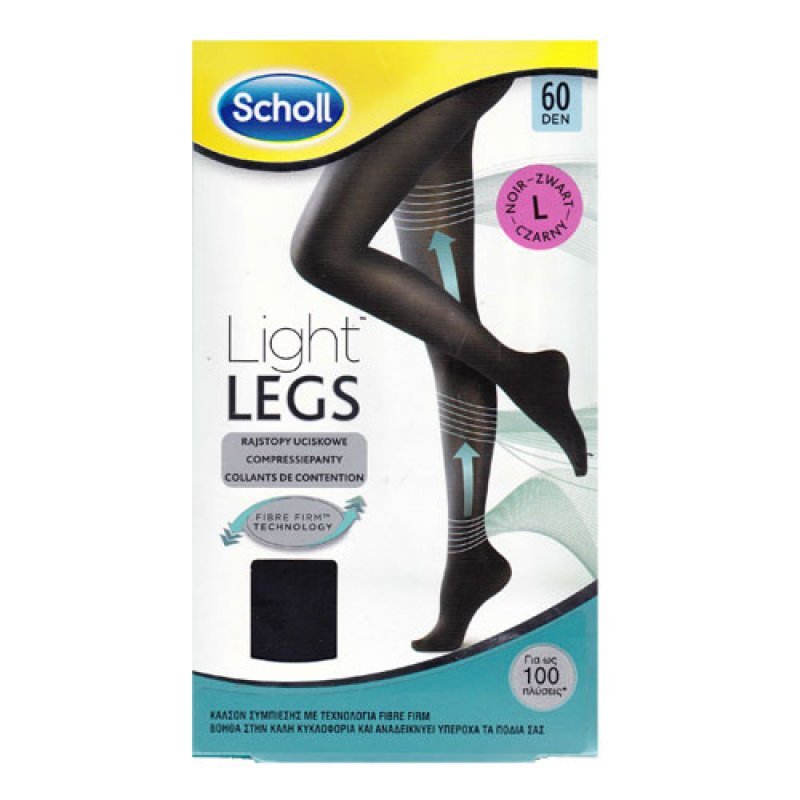 Scholl Light Legs 60 Den Size Large Black (Καλσόν Διαβαθμισμένης Συμπίεσης με Τεχνολογία Fibre Firm - Μαύρο Χρώμα)