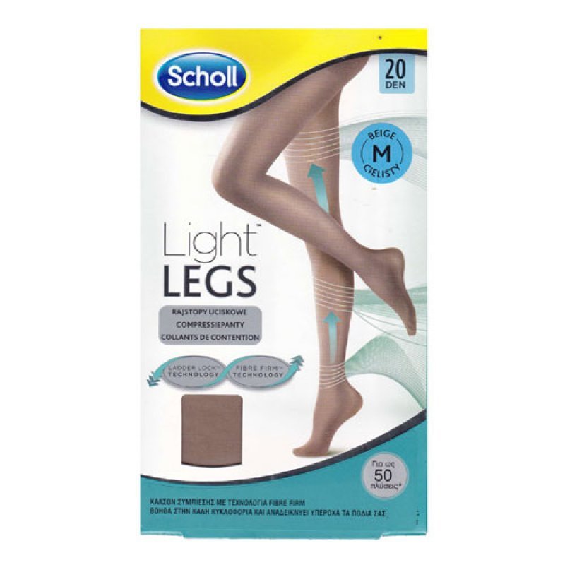 Scholl Light Legs 20 Den Size Medium Beige (Καλσόν Διαβαθμισμένης Συμπίεσης με Τεχνολογία Fibre Firm - Μπεζ Χρώμα)
