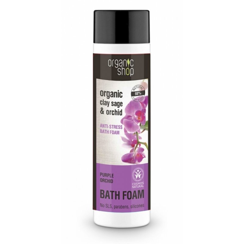 NATURA SIBERICA Organic shop Purple Orchid Bath Foam , Anti-Stress Αφρόλουτρο Φασκόμηλο & Ορχιδέα , 500ml.