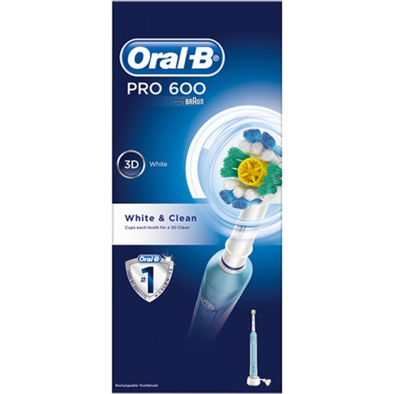 Oral-B Pro 600 White & Clean Ηλεκτρική Οδοντοβουρτσα 1 τμχ