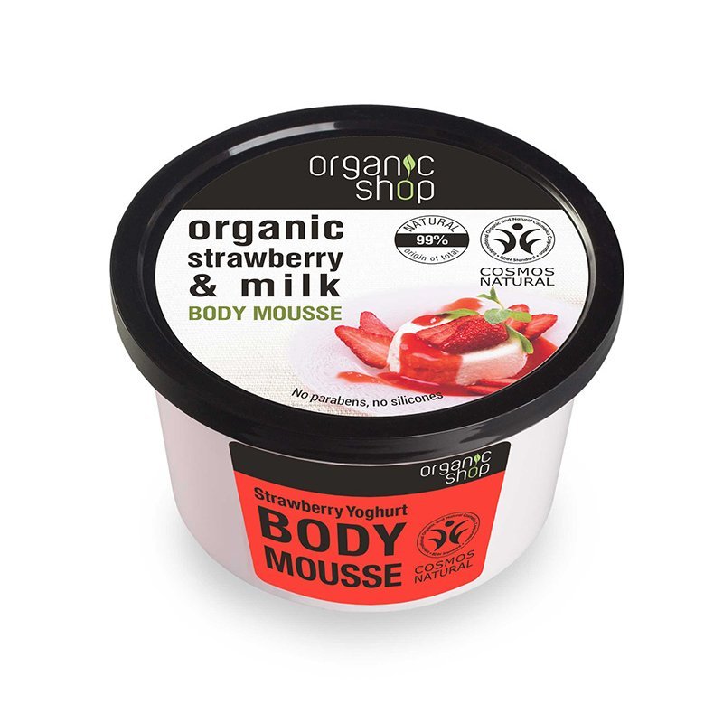 NATURA SIBERICA Organic shop Strawberry Yoghurt Body Mousse , Βιολογική φράουλα & γάλα , Body Mousse , 250ml.