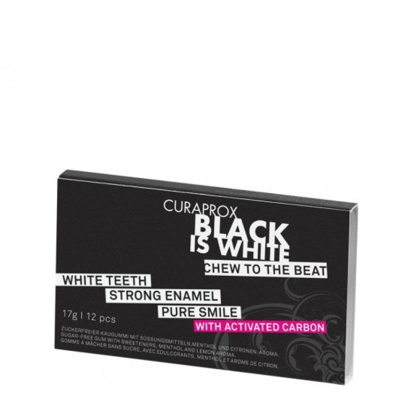 Curaprox Black Is White Τσίχλες με Ενεργό Άνθρακα 12pcs/17gr
