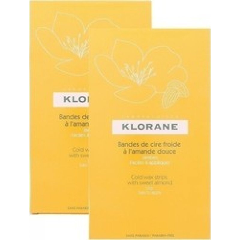 KLORANE Hair Removal Cold Wax Strips With Sweet Almond 2 x 6τμχ.