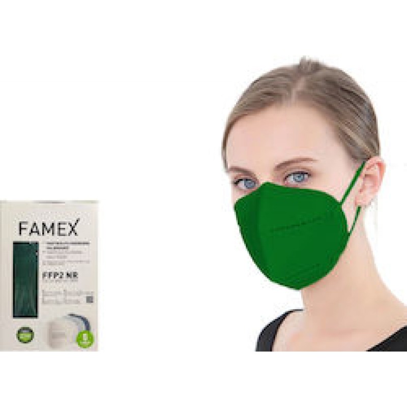 Famex Μάσκα Προστασίας FFP2 Particle Filtering Half NR σε Πράσινο  χρώμα 10τμχ