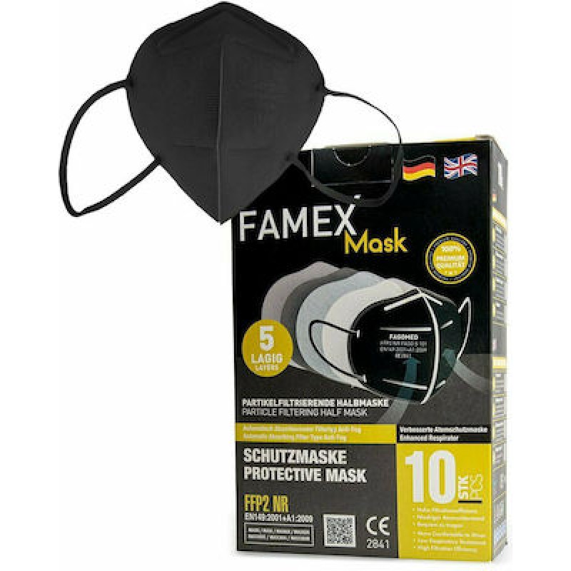 Famex 5 Layers Particle Filtering Half NR Μάσκα Προστασίας FFP2 σε Μαύρο χρώμα 10τμχ